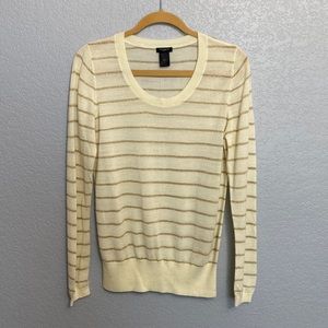 Lightweight Ann Taylor Cream and gold stripped sweater top